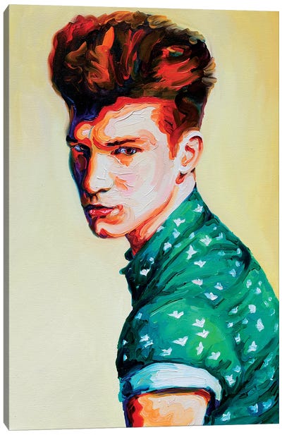 Guy In A Green Shirt Canvas Art Print - Men's Fashion Art