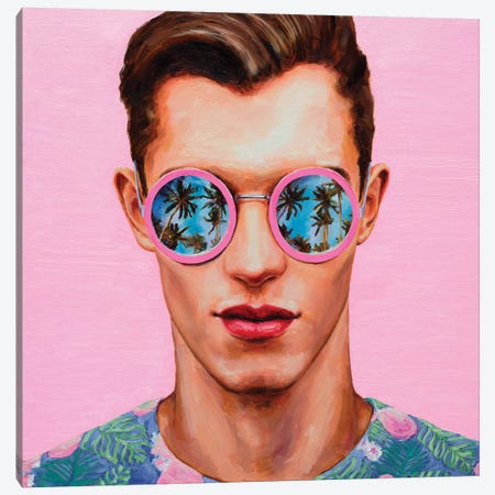 Pink Sunglasses Canvas Print #OBA76} by Oleksandr Balbyshev Canvas Wall Art