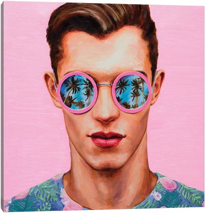 Pink Sunglasses Canvas Art Print - Pastels