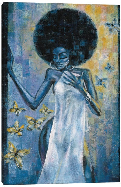 Afro Blue Canvas Art Print - Jason O'Brien