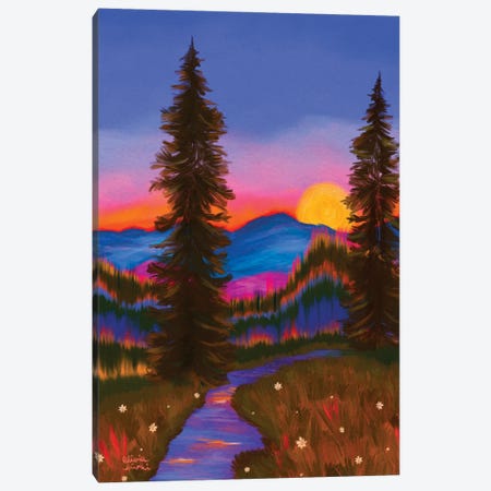 Sunset In The Woods Canvas Print #OBK103} by Olivia Bürki Canvas Wall Art