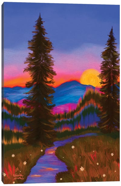 Sunset In The Woods Canvas Art Print - Olivia Bürki