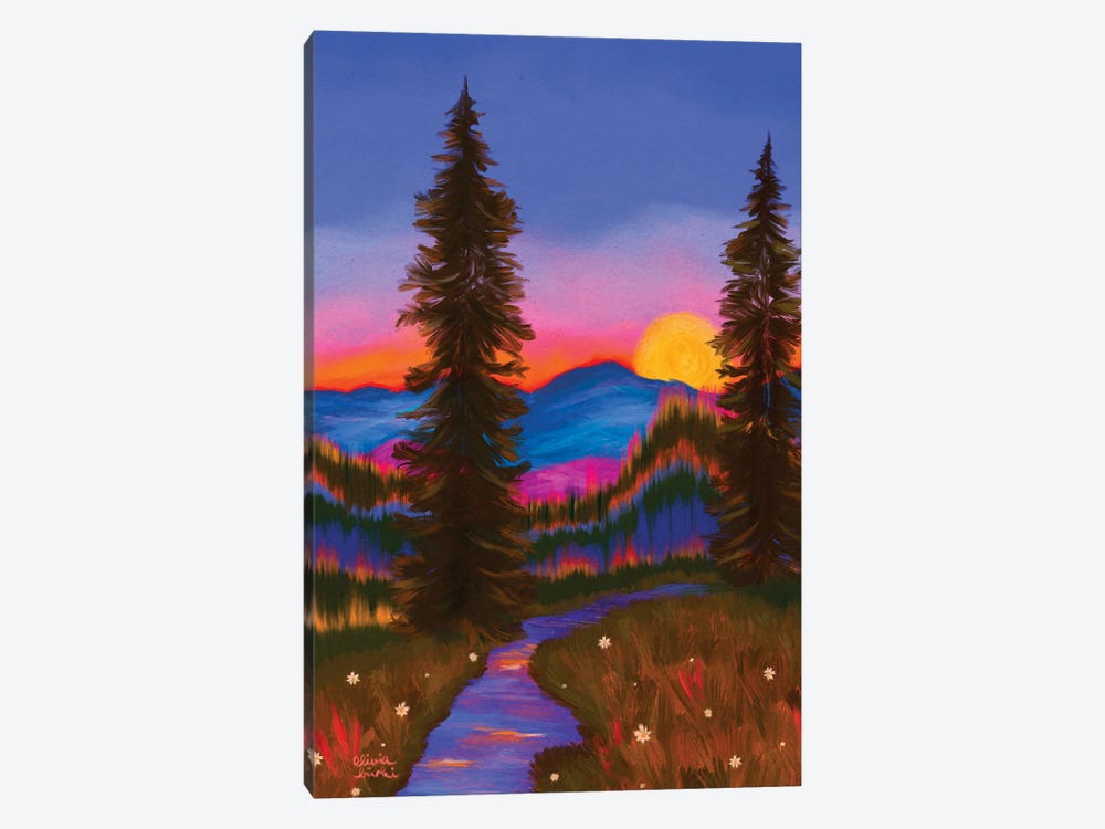 Sunset In The Woods by Olivia Bürki 1-piece Canvas Artwork