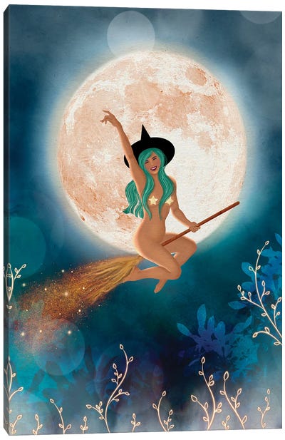 Fullmoon Witch Canvas Art Print - Witch Art