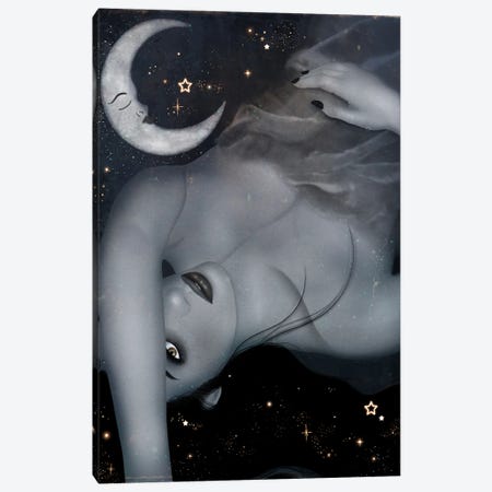 Moon Bathing Canvas Print #OBK113} by Olivia Bürki Art Print