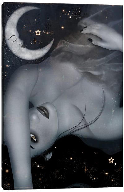 Moon Bathing Canvas Art Print - Mysticism
