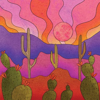 Blooming Cacti by Olivia Bürki framed canvas print