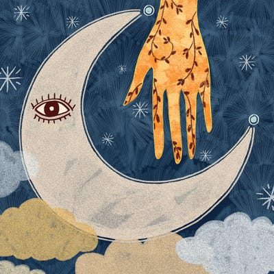 Vintage Moon by Olivia Bürki framed canvas print