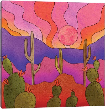 Blooming Cacti Canvas Art Print - Olivia Bürki