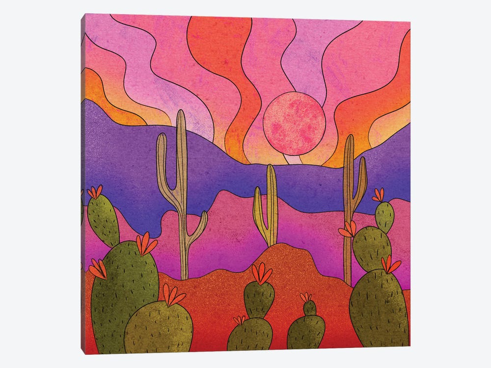 Blooming Cacti by Olivia Bürki 1-piece Canvas Artwork