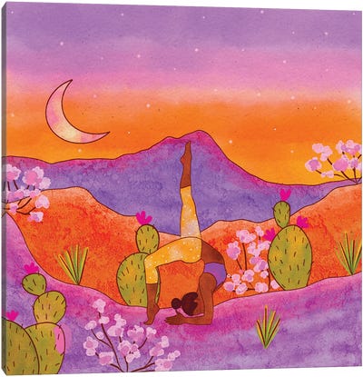 Yoga In The Desert Iii Canvas Art Print - Yoga Art