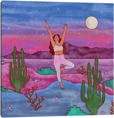Yoga In The Desert IV Canvas Art Print - Yoga Art