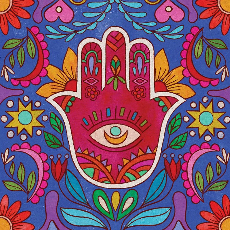 Colorful Hamsa Hand by Olivia Bürki wall art