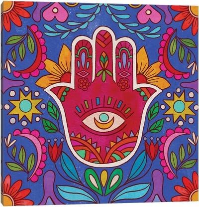 Colorful Hamsa Hand Canvas Art Print - Olivia Bürki