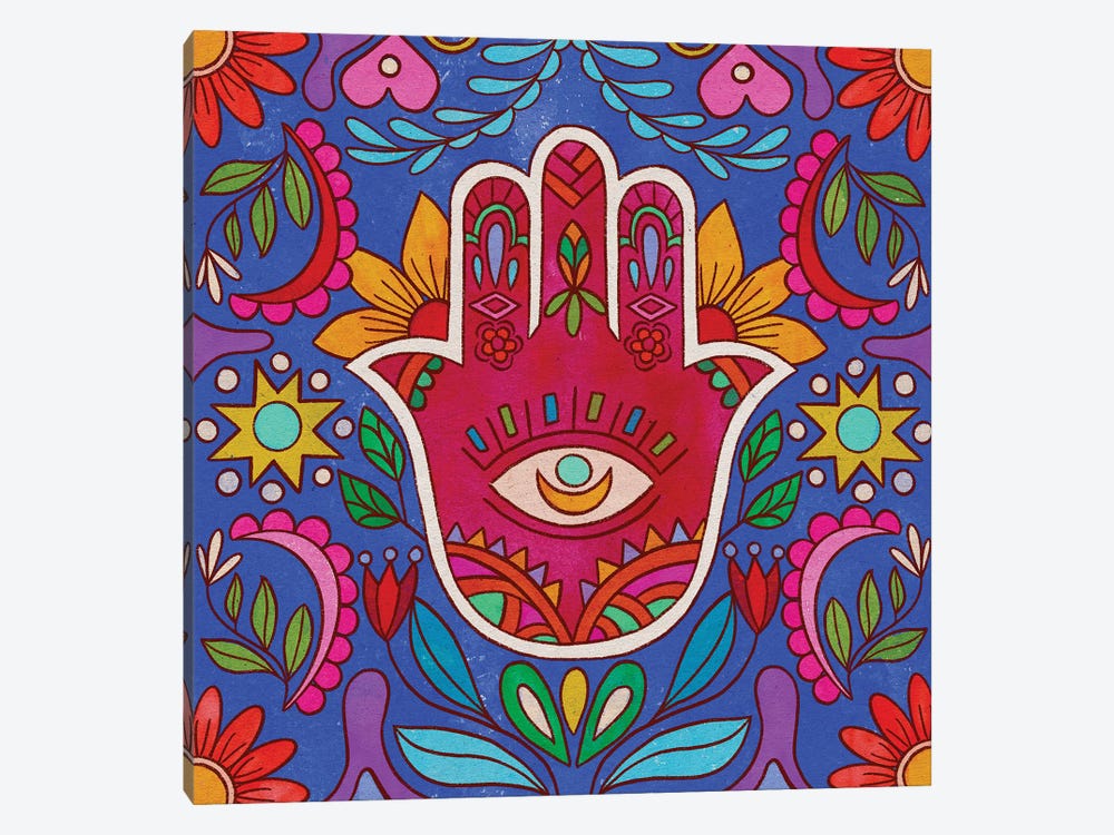 Colorful Hamsa Hand by Olivia Bürki 1-piece Canvas Art Print