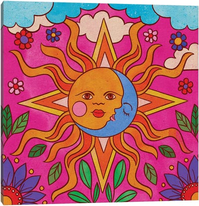 Sol Y Luna Canvas Art Print - Sun and Moon Art Collection | Sun Moon Paintings & Wall Decor
