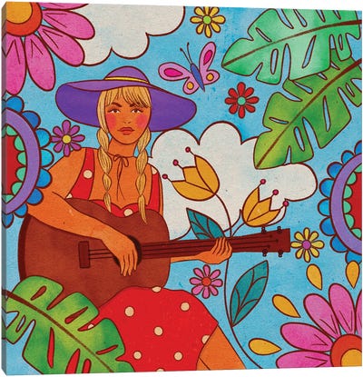La Chica De La Guitarra Canvas Art Print - Musician Art