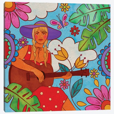 La Chica De La Guitarra Canvas Print #OBK61} by Olivia Bürki Canvas Artwork