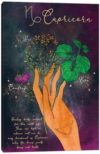 Capricorn Healing Herbs Canvas Art Print - Olivia Bürki