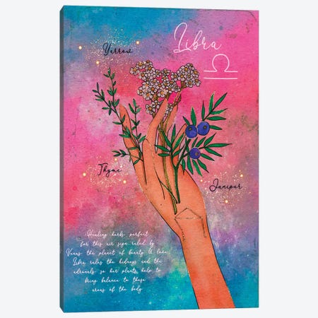 Libra Healing Herbs Canvas Print #OBK80} by Olivia Bürki Canvas Artwork