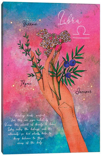 Libra Healing Herbs Canvas Art Print - Olivia Bürki