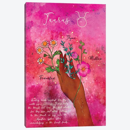 Taurus Healing Herbs Canvas Print #OBK83} by Olivia Bürki Canvas Wall Art