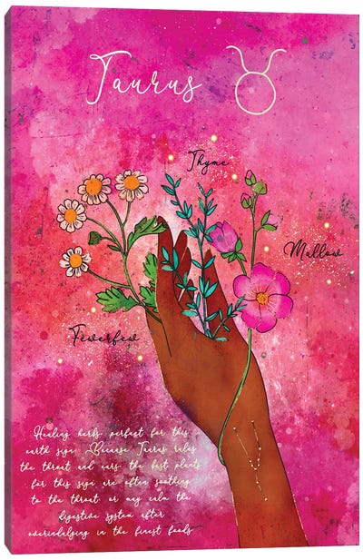 Taurus Healing Herbs Canvas Art Print - Olivia Bürki