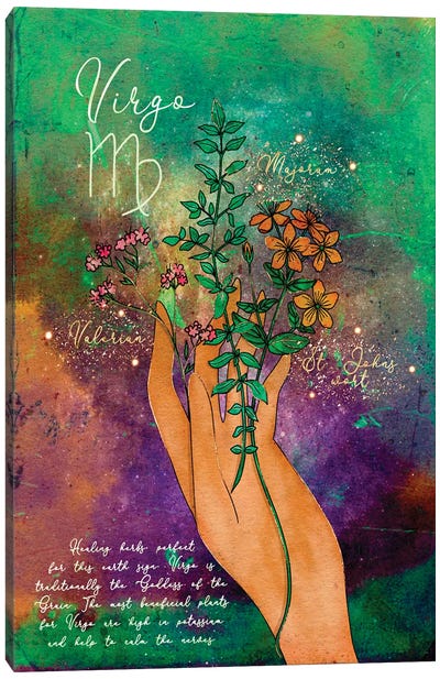 Virgo Healing Herbs Canvas Art Print - Herb Art
