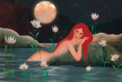 Moon Bath by Olivia Bürki framed canvas print