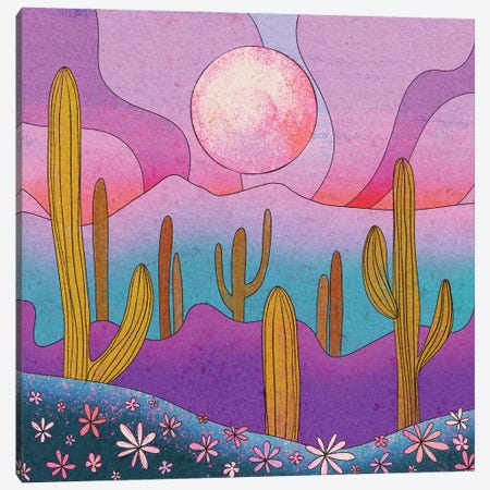 Desert Flowers Canvas Print #OBK9} by Olivia Bürki Canvas Artwork