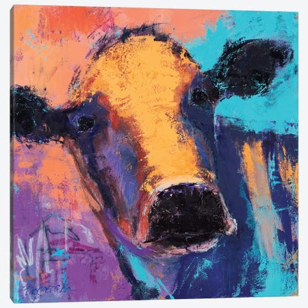 Purple Cow Canvas Print #OBO103} by Olena Bogatska Art Print