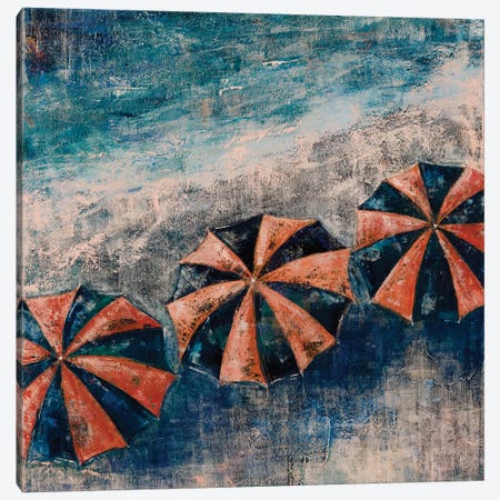 Beach Umbrellas Canvas Print #OBO112} by Olena Bogatska Canvas Artwork