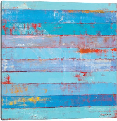 Blue Stripes Canvas Art Print - Olena Bogatska