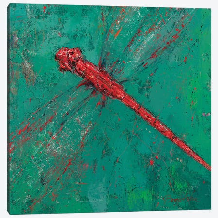 Red Dragonfly III Canvas Print #OBO147} by Olena Bogatska Canvas Wall Art