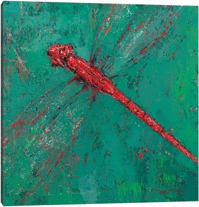 Red Dragonfly III Canvas Art Print - Dragonfly Art