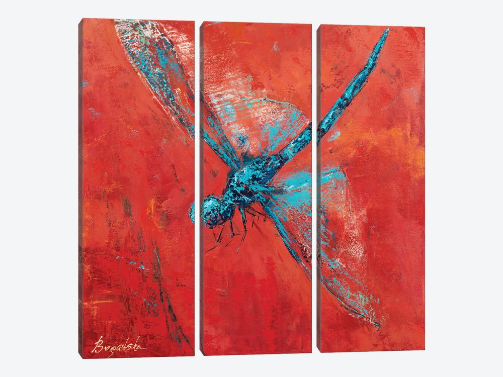 Blue Dragonfly III by Olena Bogatska 3-piece Canvas Wall Art