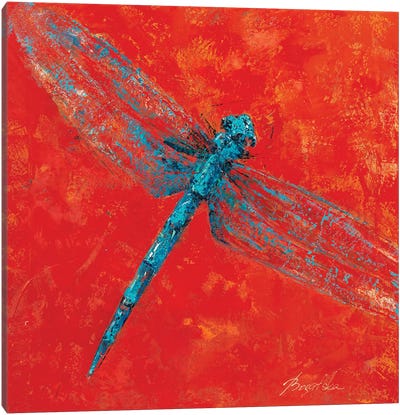 Red Dragonfly IV Canvas Art Print - Dragonfly Art