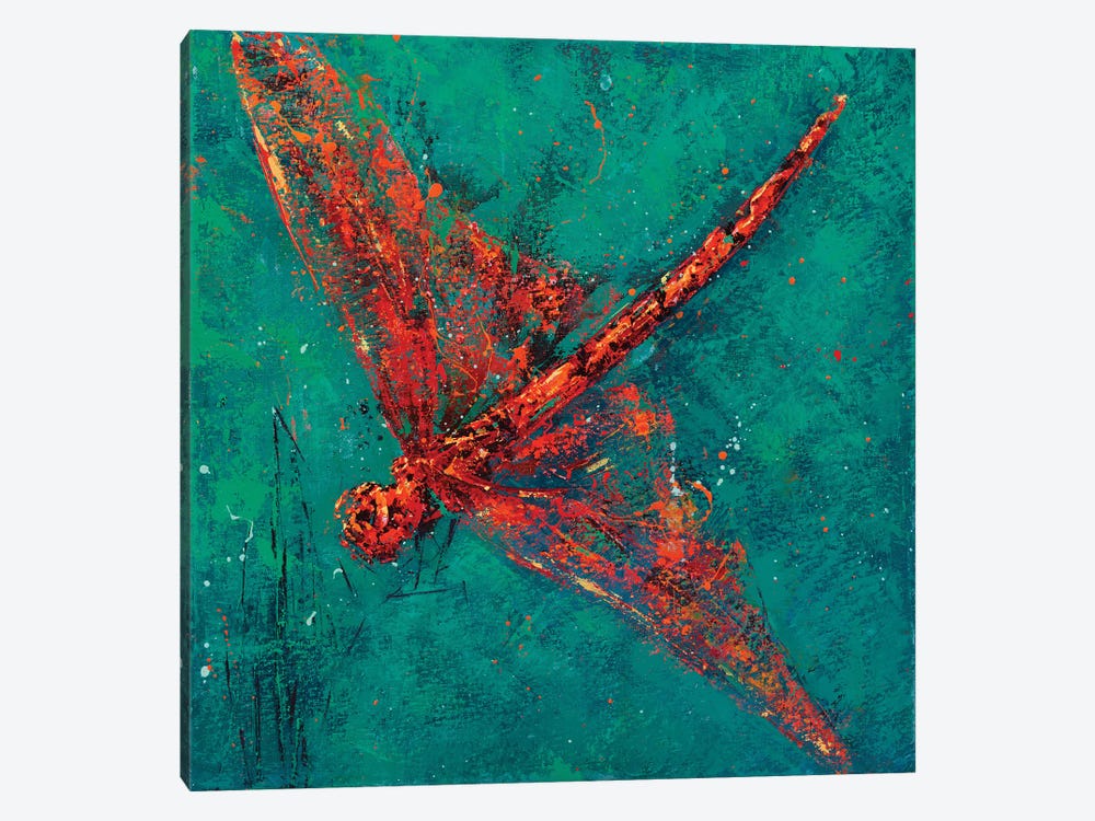 Red Dragonfly V by Olena Bogatska 1-piece Canvas Artwork