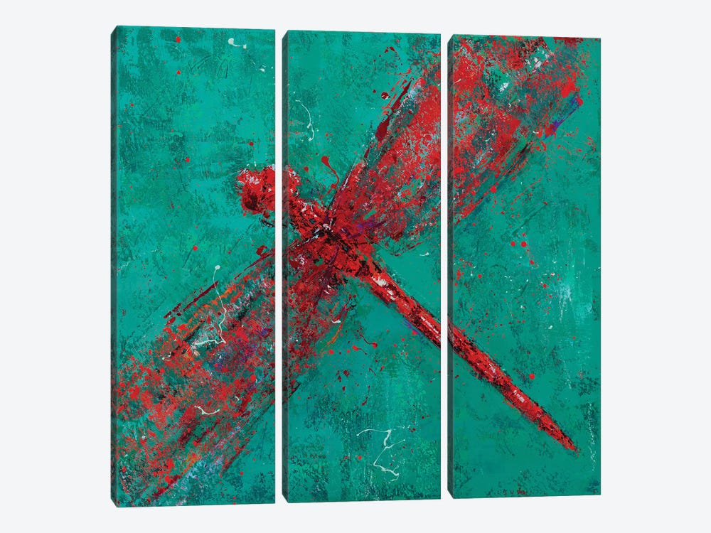 Red Dragonfly VI by Olena Bogatska 3-piece Canvas Print
