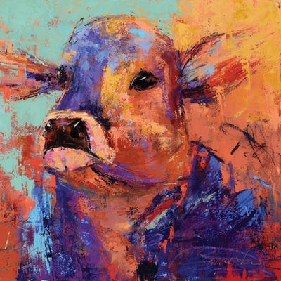Blue Cow by Olena Bogatska framed canvas print