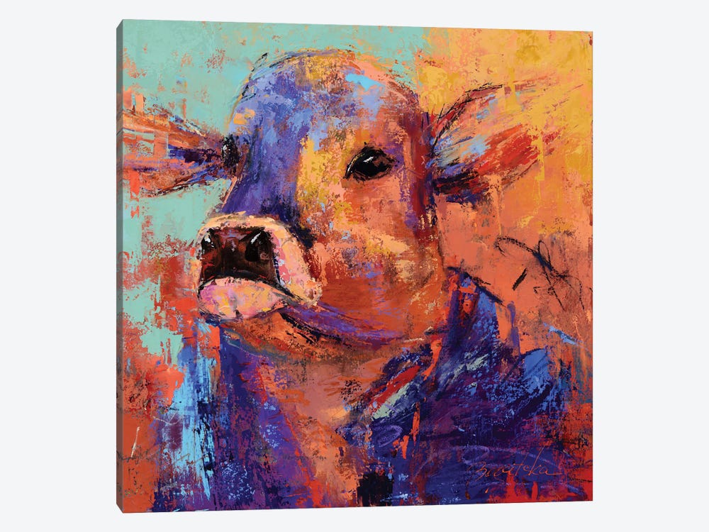Blue Cow by Olena Bogatska 1-piece Canvas Art