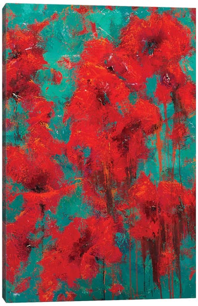 Red Flowers 2022 Canvas Art Print - Red Abstract Art