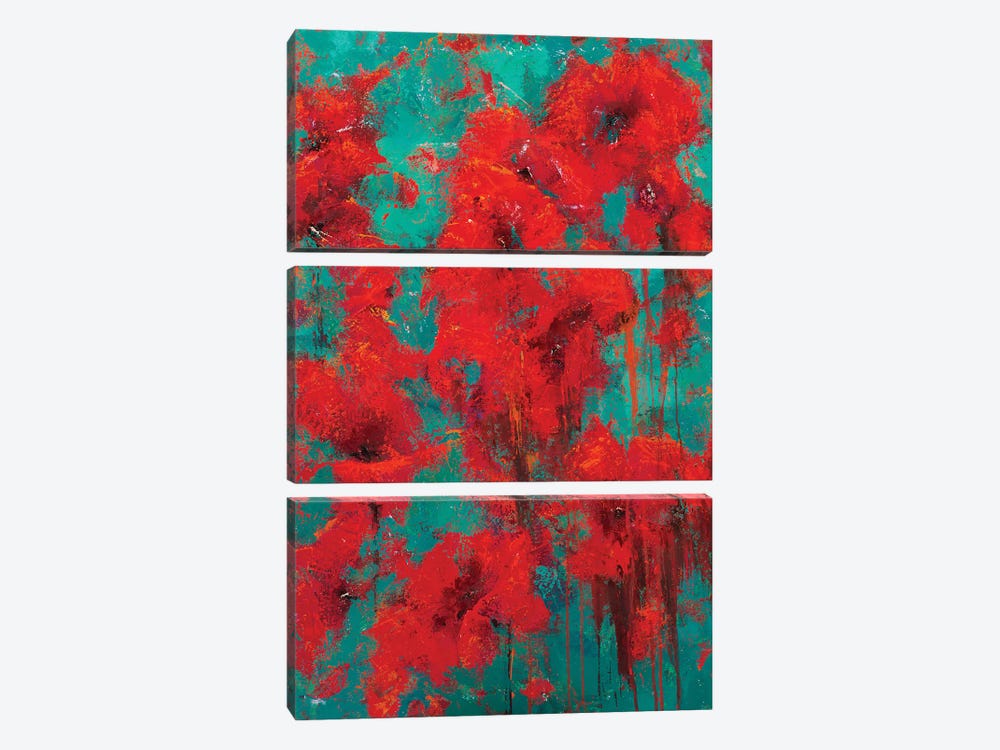 Red Flowers 2022 by Olena Bogatska 3-piece Canvas Artwork