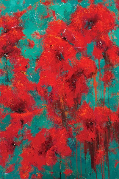 Large Art for Bedroom - Canvas Prints: Red Flowers 2022 by Olena Bogatska