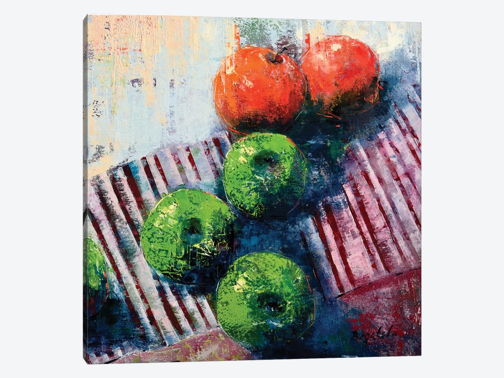 Green And Red Apples by Olena Bogatska 1-piece Canvas Print