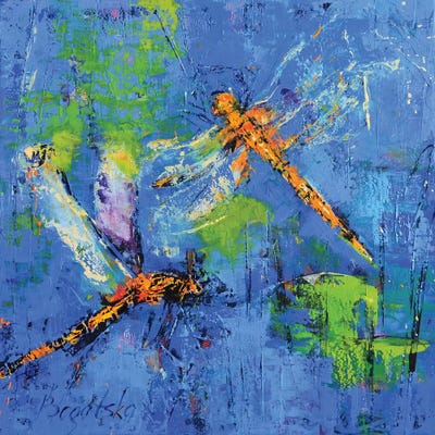Orange Dragonflies by Olena Bogatska metal wall art