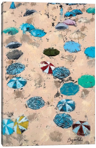 Umbrellas Canvas Art Print - Tropical Beach Art