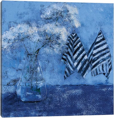 Yarrow Canvas Art Print - Blue Abstract Art