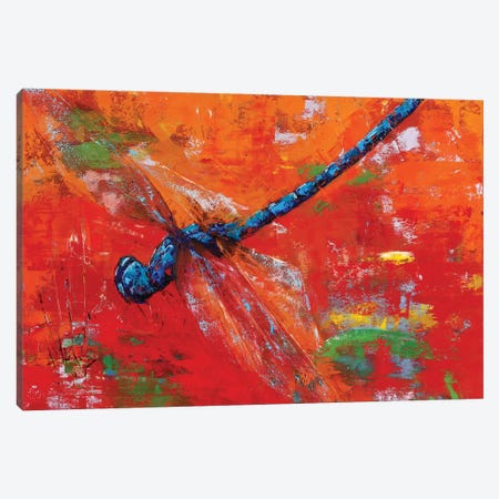 Blue Dragonfly Canvas Print #OBO88} by Olena Bogatska Canvas Artwork