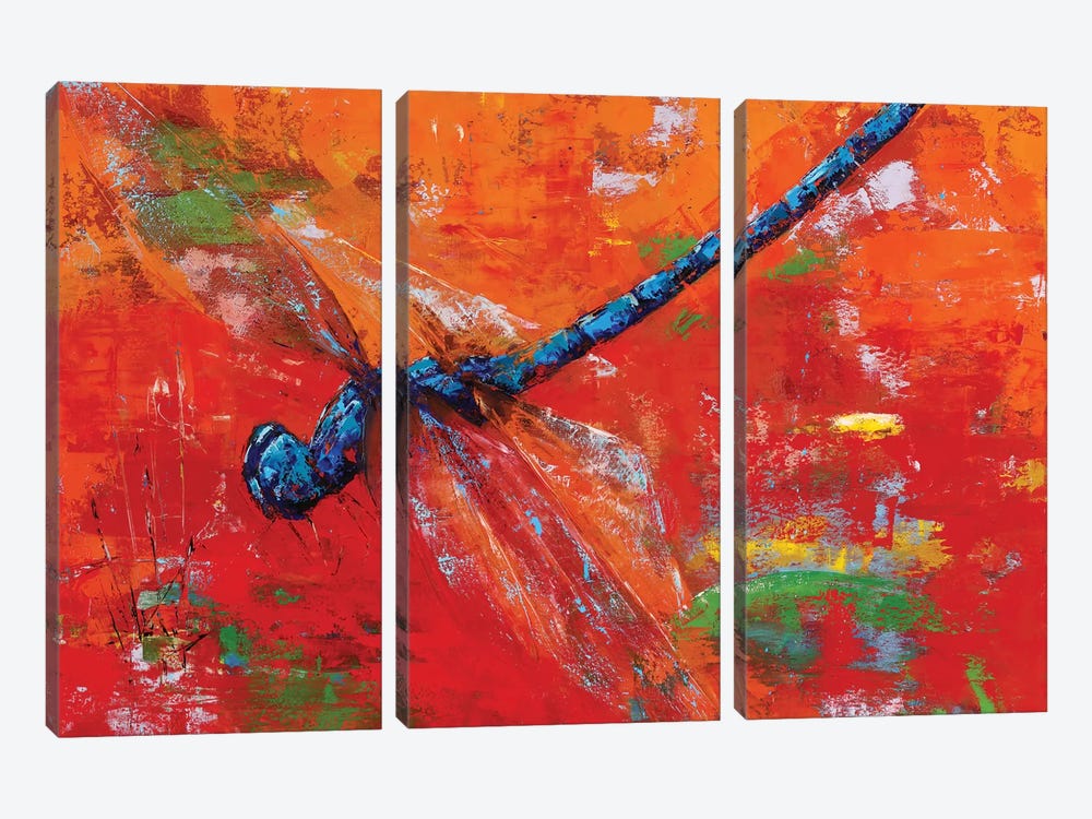 Blue Dragonfly by Olena Bogatska 3-piece Canvas Art